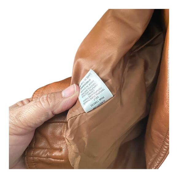 Love Tree Women's Medium Faux Leather Brown Fall Jacket Gold Zipper - Picture 10 of 12